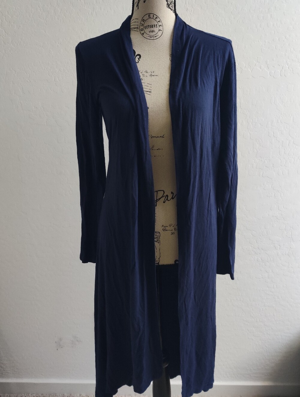 Y2K POTGMM Viscos women’s Navy Blue Long Maxi Open-Front Cardigan Sweater_Medium